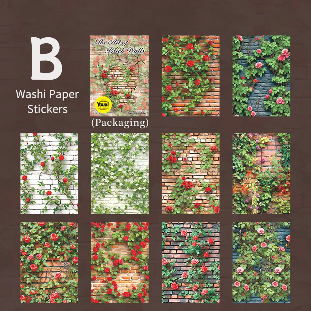 Autocollants en papier Washi de la série Murs de briques