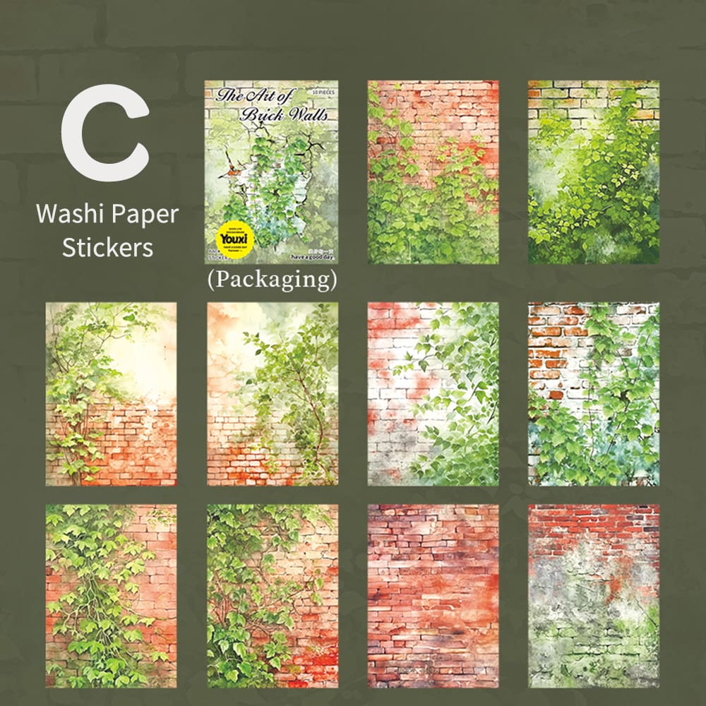Autocollants en papier Washi de la série Murs de briques