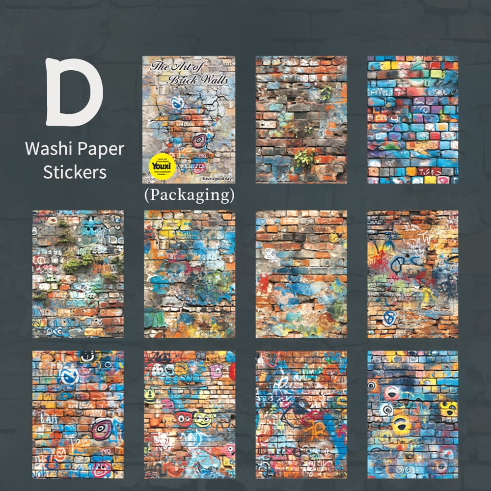 Autocollants en papier Washi de la série Murs de briques