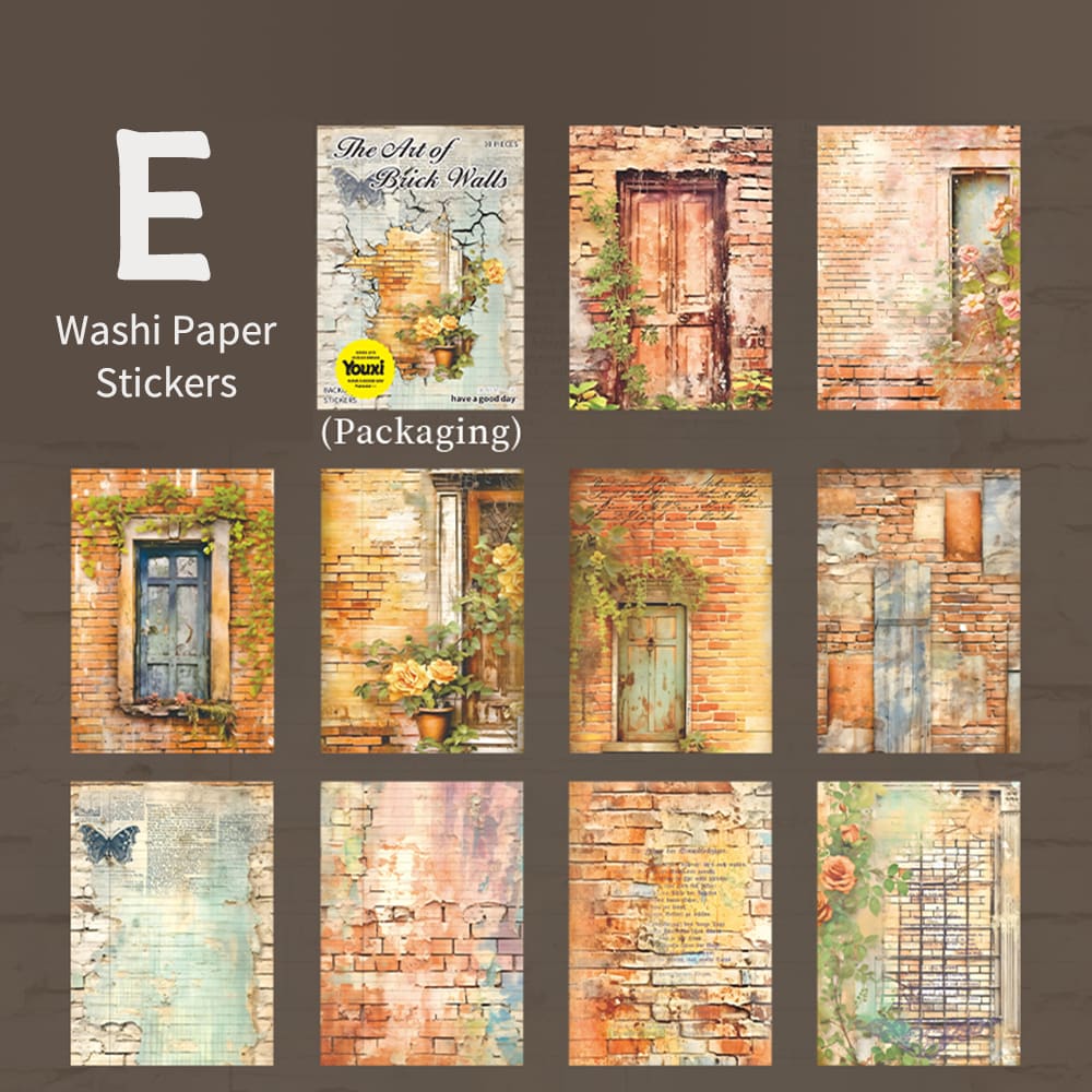 Autocollants en papier Washi de la série Murs de briques