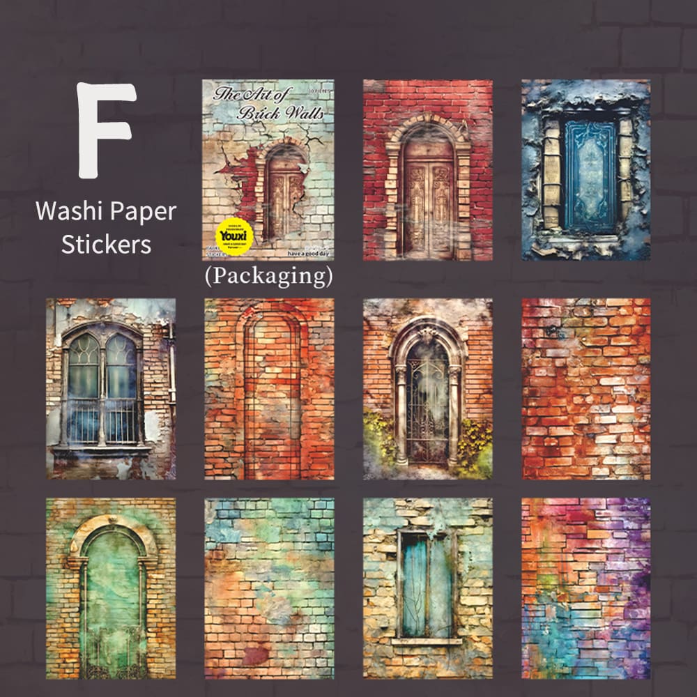Autocollants en papier Washi de la série Murs de briques