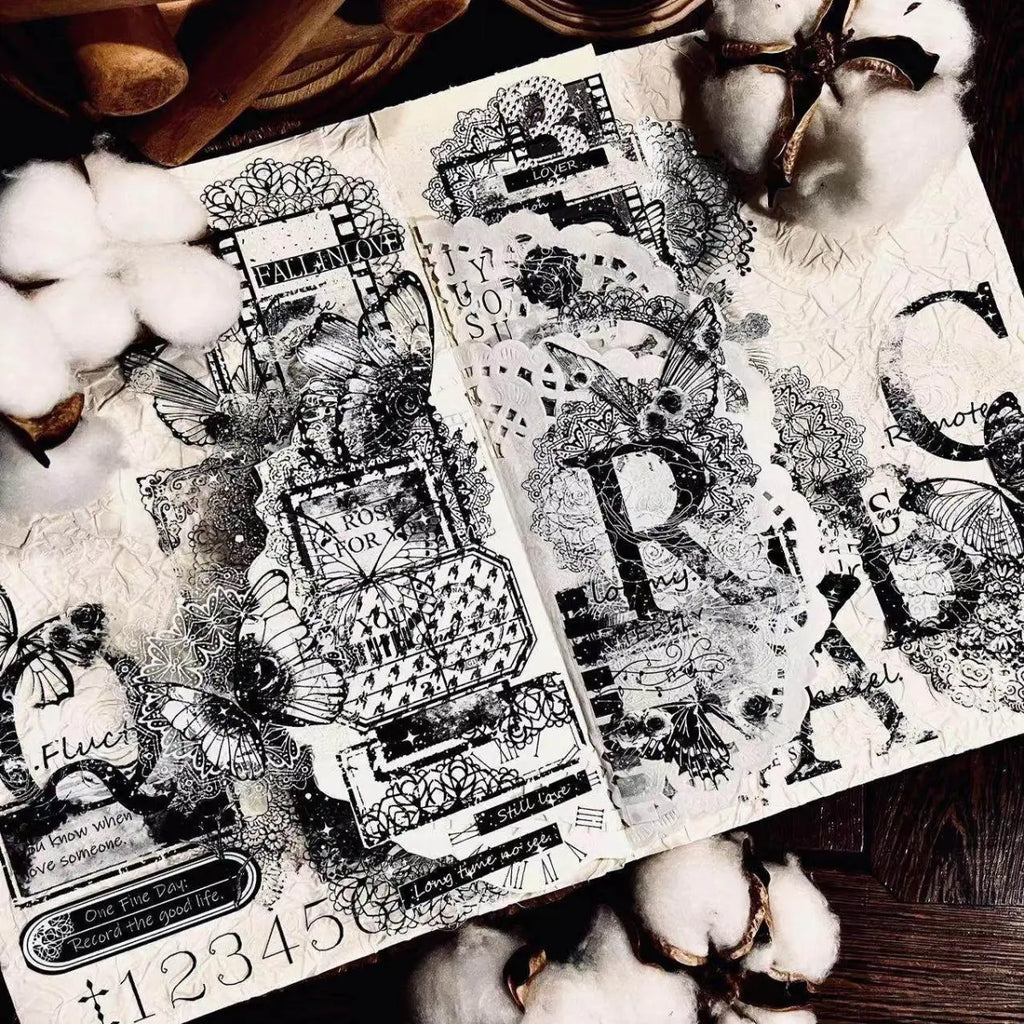 Butterfly Crystal Ink Journaling Tape | Black & White / Shell Iridescent