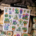 Cactus Bloom Waterproof Transfer Stickers