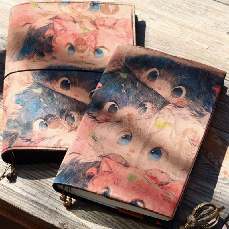 Kawaii Cat Book Cover – A5/A6 Notebook & Book Binder, Planner & Traveler’s Notebook Cover | Gifts for Book Lovers