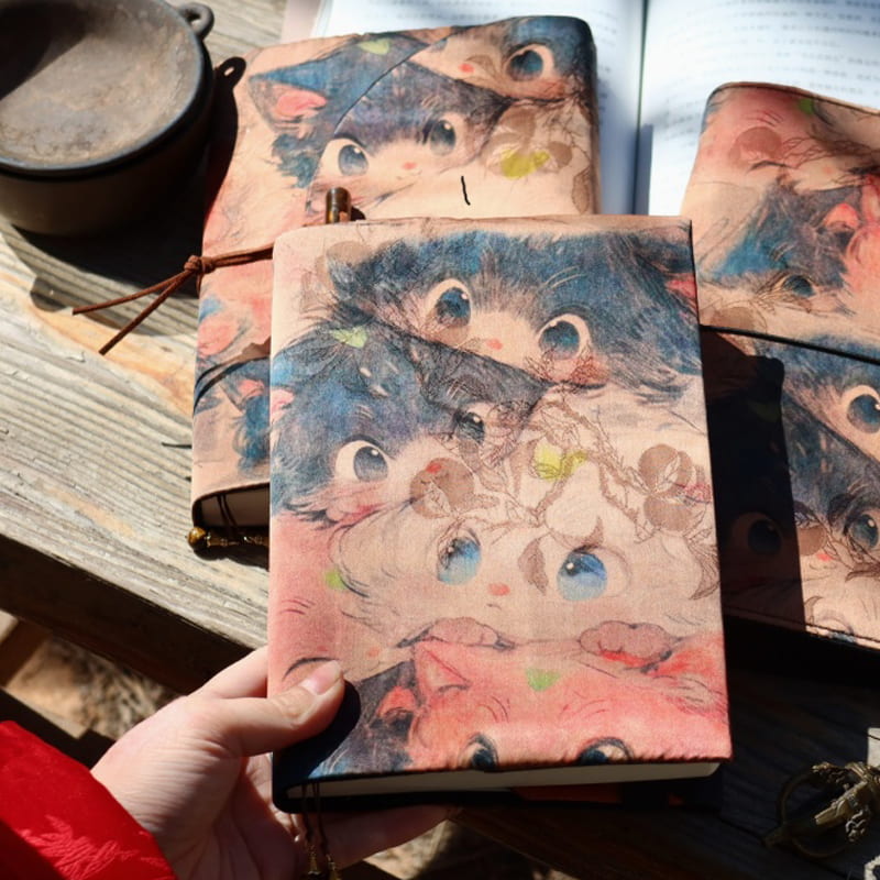 Kawaii Cat Book Cover – A5/A6 Notebook & Book Binder, Planner & Traveler’s Notebook Cover | Gifts for Book Lovers