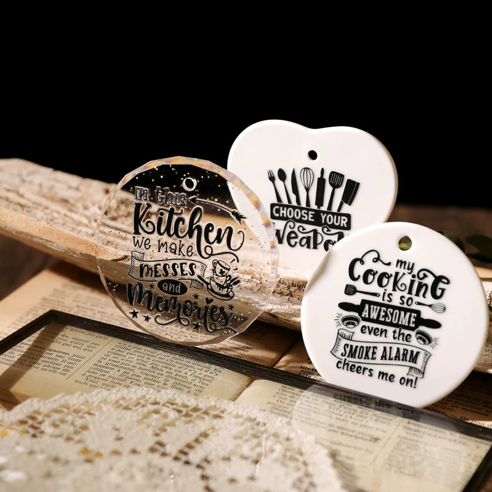 Chic Kitchen & Spice Jar Quote Crystal Transfer Stickers