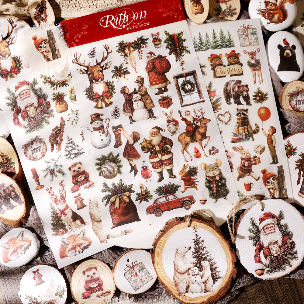 Christmas Animal Rub-on Stickers