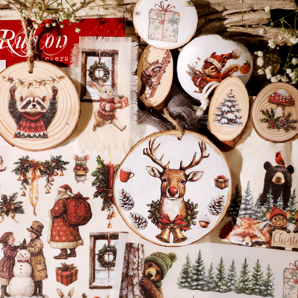 Christmas Animal Rub-on Stickers