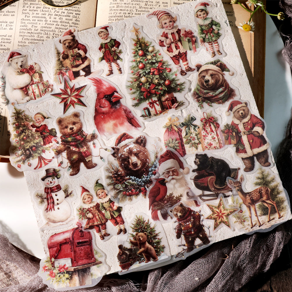 Christmas-Themed Die-Cut Clear Vellum Stickers