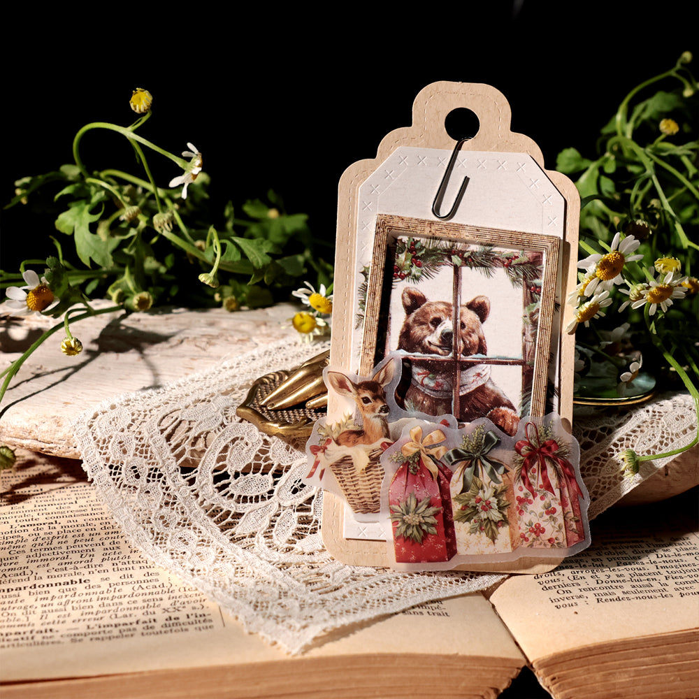 Christmas-Themed Die-Cut Clear Vellum Stickers