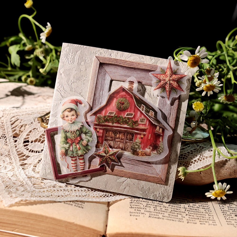 Christmas-Themed Die-Cut Clear Vellum Stickers