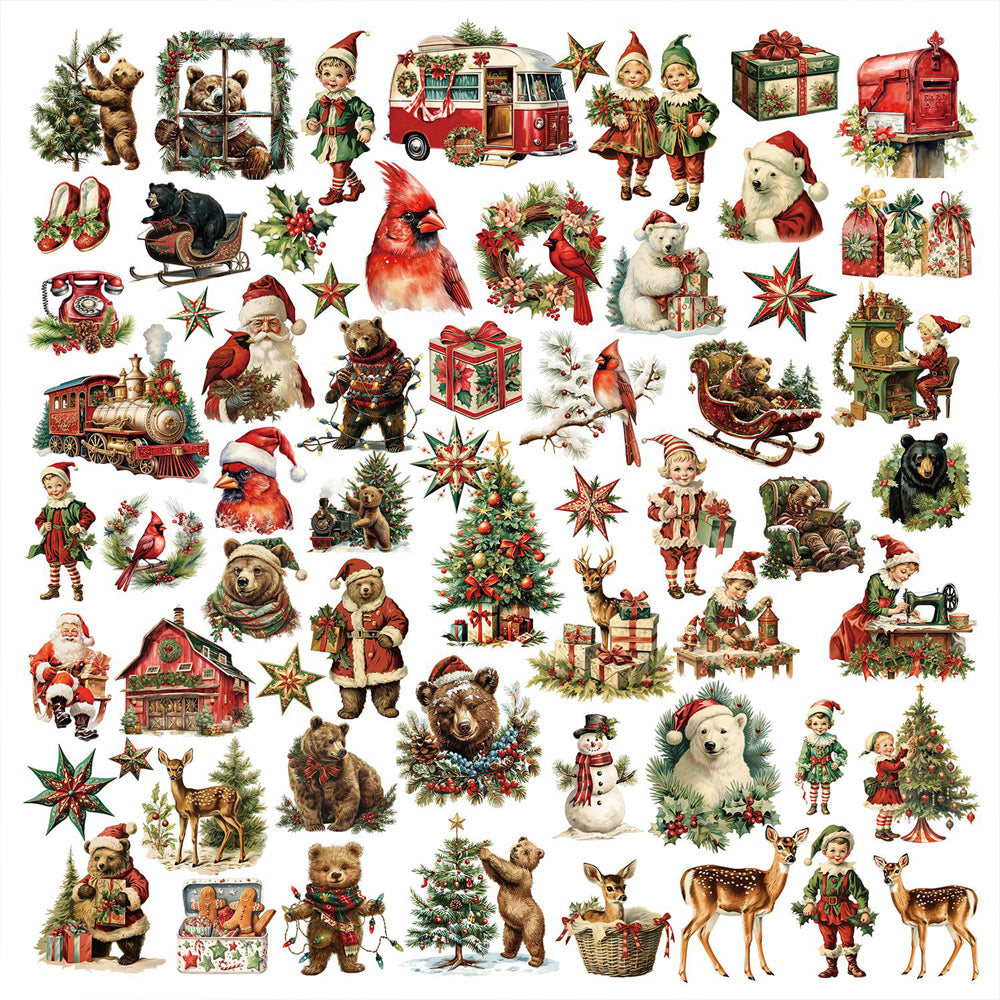 Christmas-Themed Die-Cut Clear Vellum Stickers