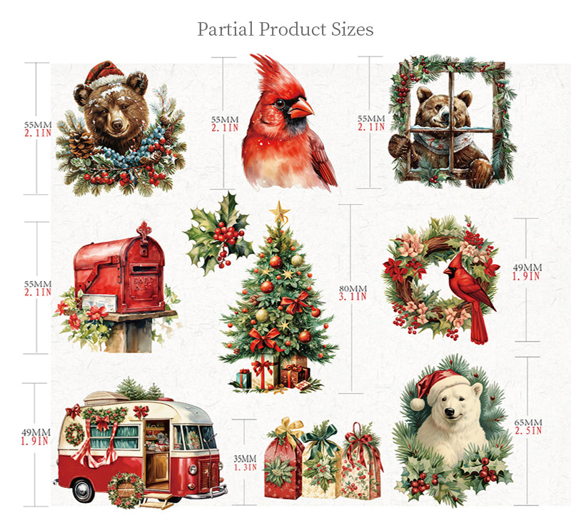 Christmas-Themed Die-Cut Clear Vellum Stickers