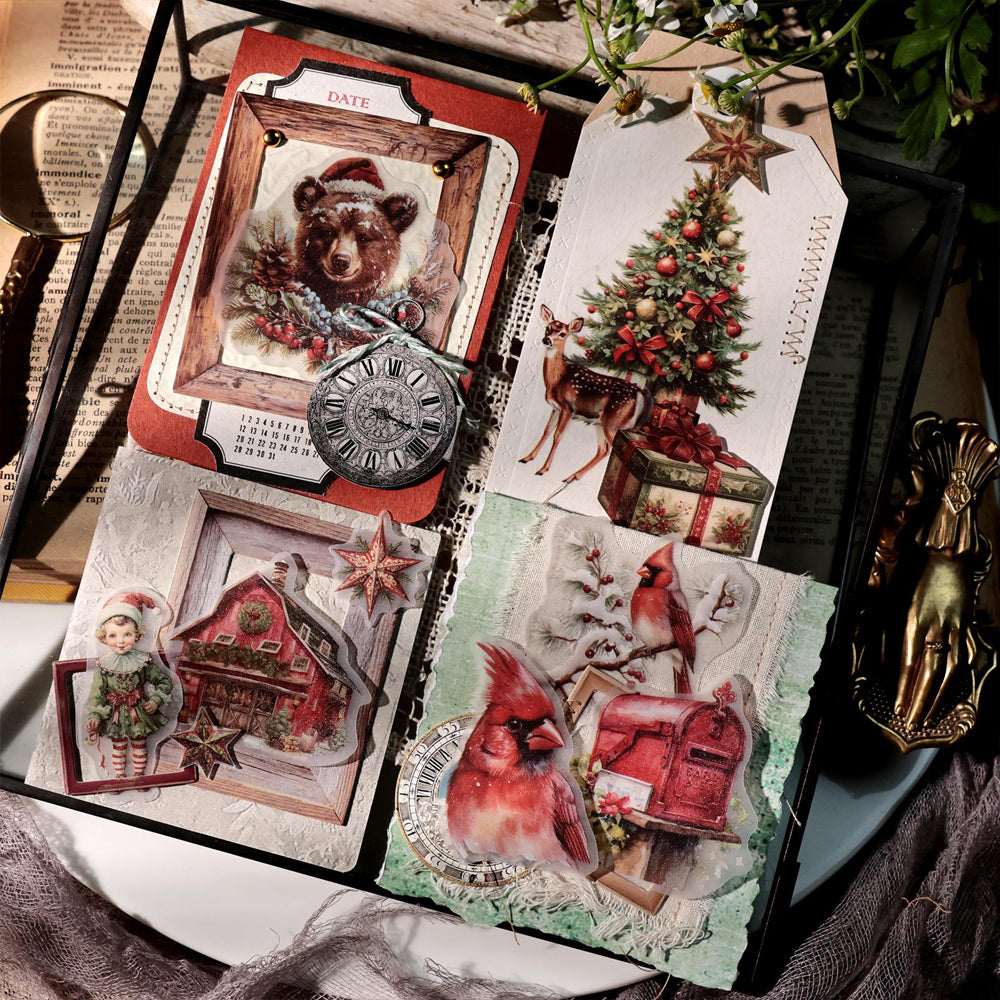Christmas-Themed Die-Cut Clear Vellum Stickers
