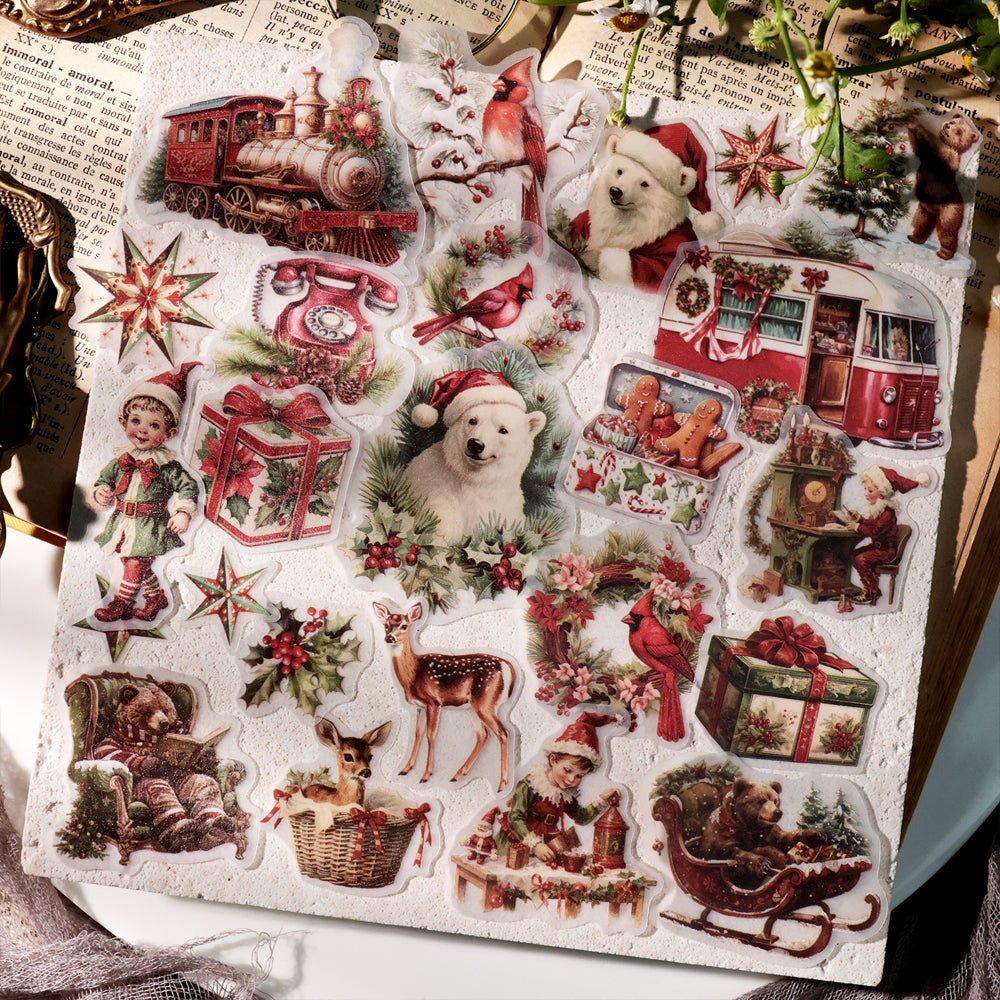 Christmas-Themed Die-Cut Clear Vellum Stickers
