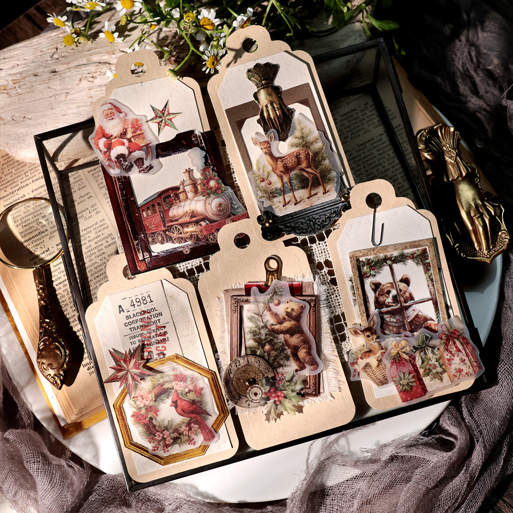 Christmas-Themed Die-Cut Clear Vellum Stickers