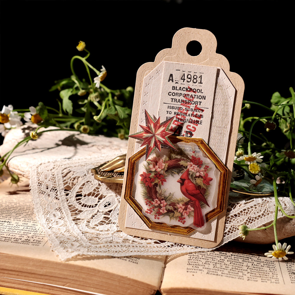 Christmas-Themed Die-Cut Clear Vellum Stickers
