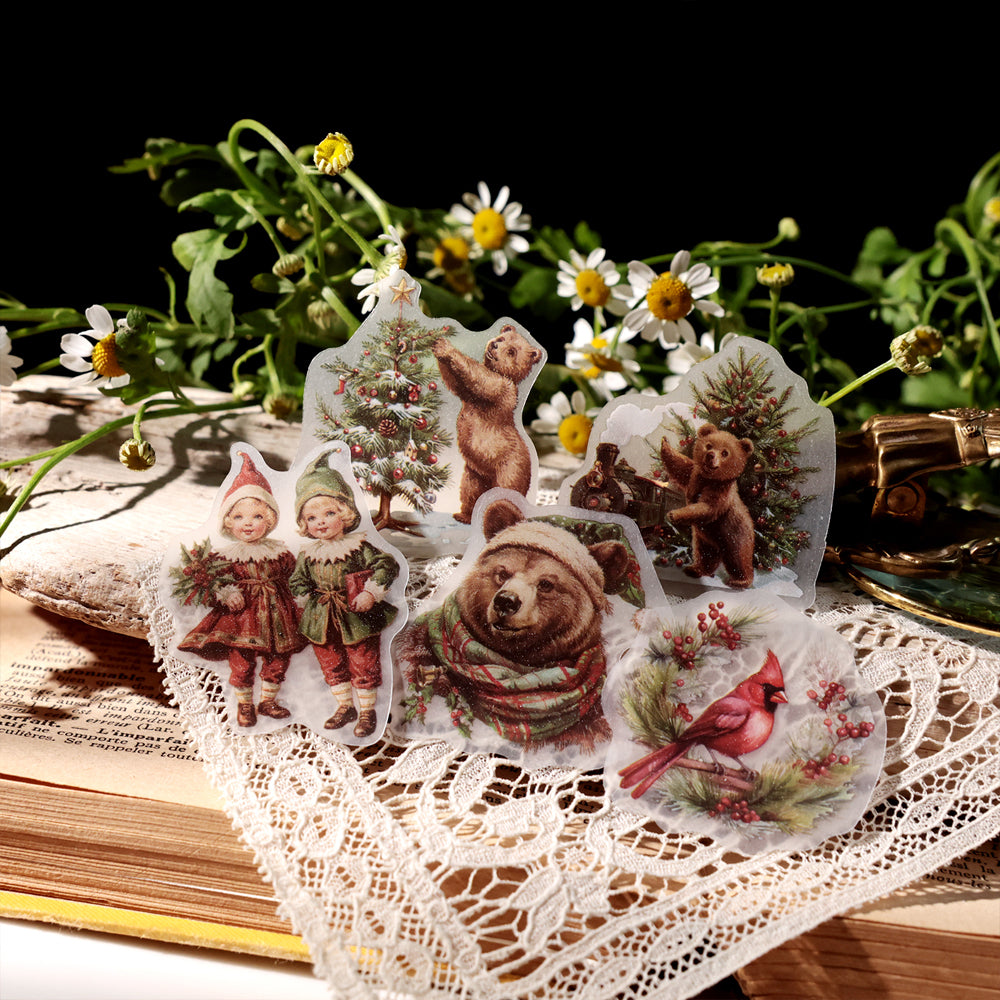 Christmas-Themed Die-Cut Clear Vellum Stickers