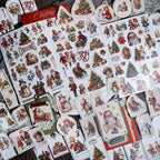 Vintage Weihnachtsaufkleber zum Aufreiben, Weihnachtsmann-Transferaufkleber