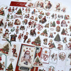 Vintage Weihnachtsaufkleber zum Aufreiben, Weihnachtsmann-Transferaufkleber