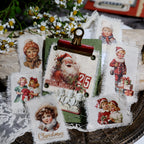 Vintage Weihnachtsaufkleber zum Aufreiben, Weihnachtsmann-Transferaufkleber