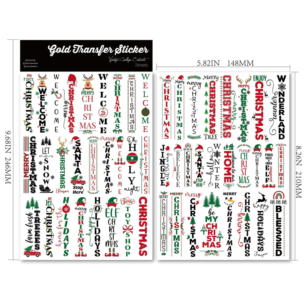 Christmas UV DTF Transfer Stickers Waterproof Holiday Words