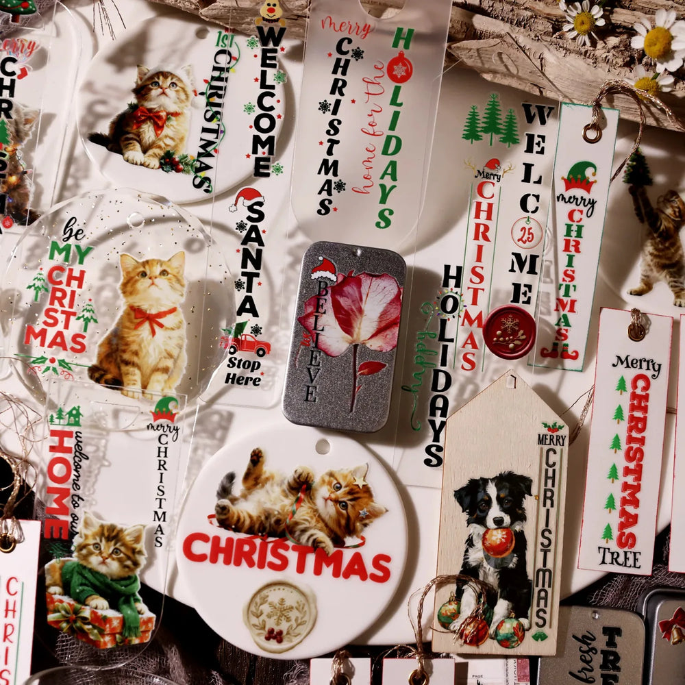 Christmas UV DTF Transfer Stickers Waterproof Holiday Words