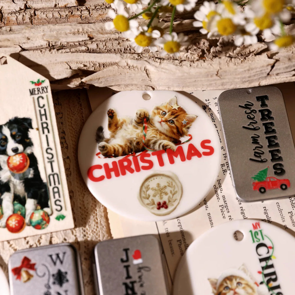 Christmas UV DTF Transfer Stickers Waterproof Holiday Words