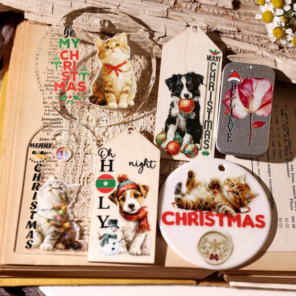 Christmas UV DTF Transfer Stickers Waterproof Holiday Words