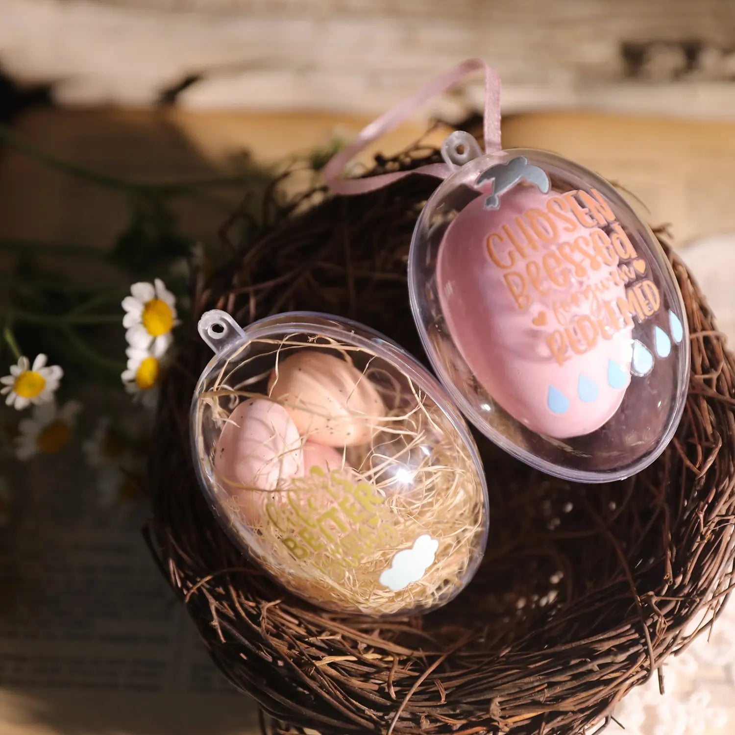 Clear Plastic Easter Eggs for DIY Crafts - Fillable  Perfect for Rub-on Sticker