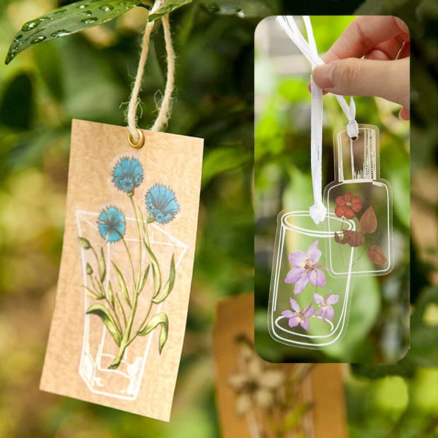 Clear Transparent Bottle Sticker Daisy Rose Pressed Flower