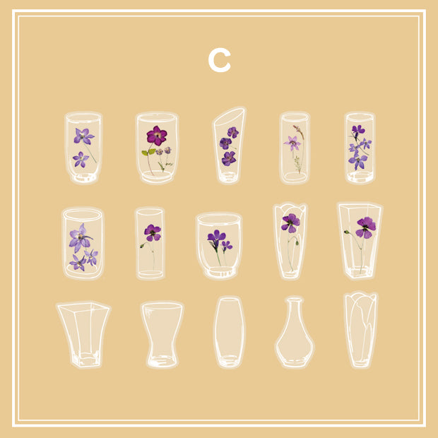 Clear Transparent Bottle Sticker Daisy Rose Pressed Flower