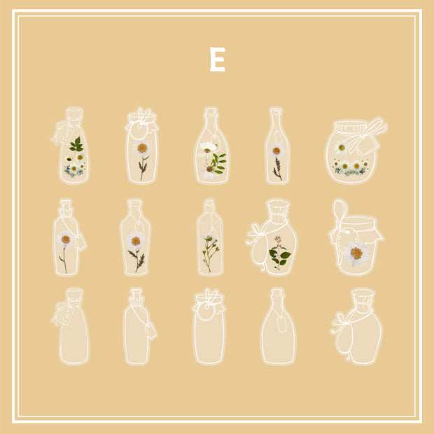 Clear Transparent Bottle Sticker Daisy Rose Pressed Flower