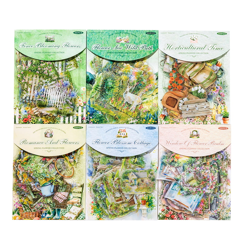 Cottagecore Ephemera PET Sticker Fournitures pour journaux et scrapbooking sur le thème du jardin