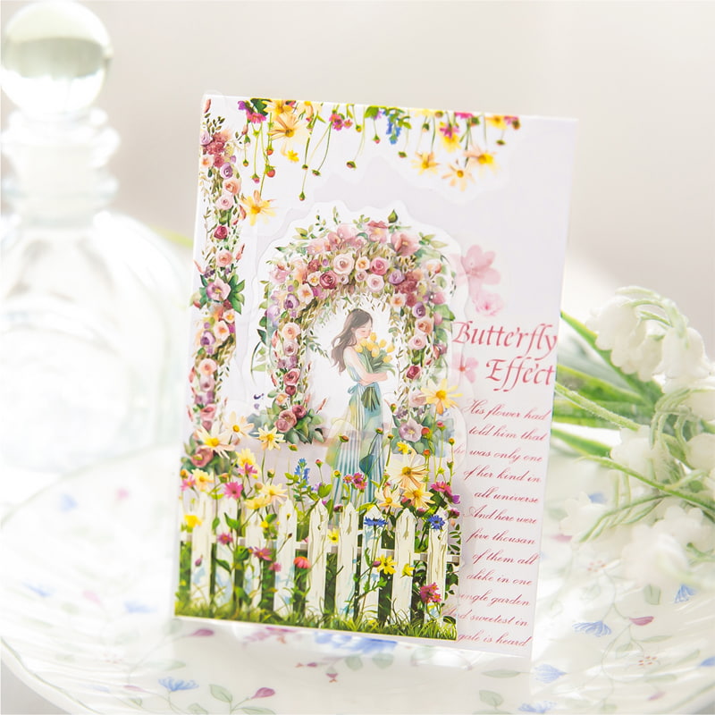 Cottagecore Ephemera PET Sticker Fournitures pour journaux et scrapbooking sur le thème du jardin