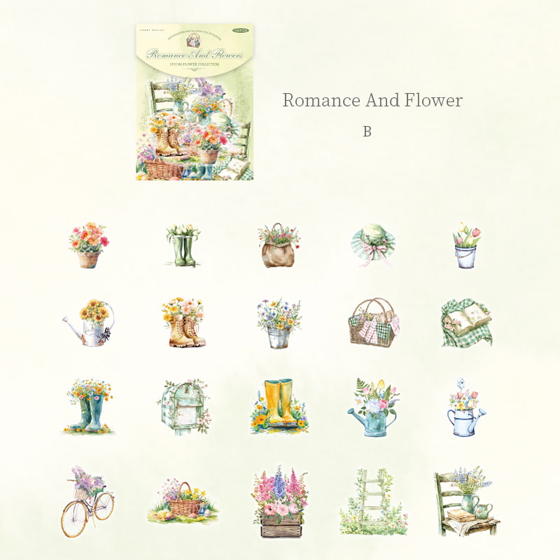 Cottagecore Ephemera PET Sticker Fournitures pour journaux et scrapbooking sur le thème du jardin