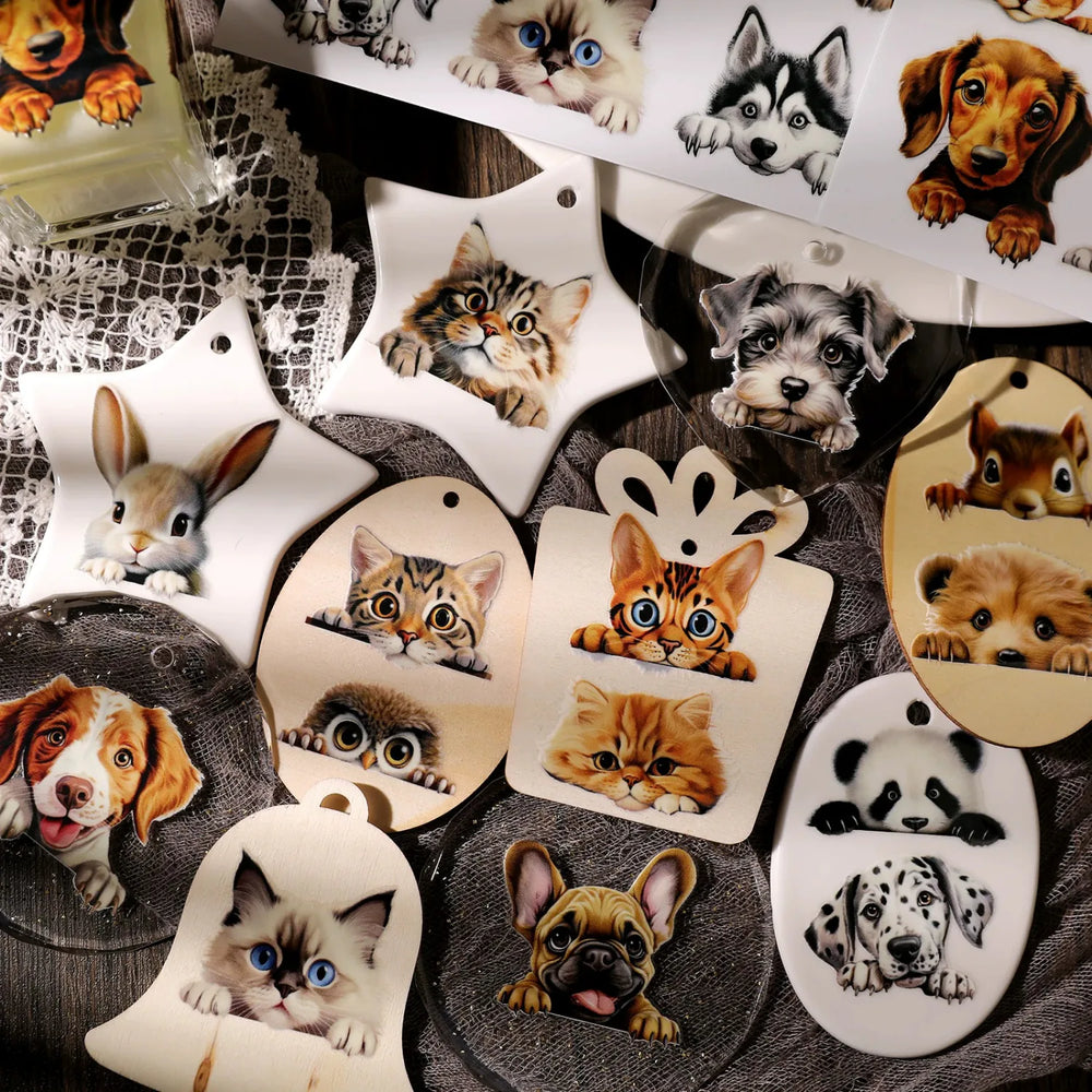 Cute Cat  Dog  Panda Crystal Transfer Stickers