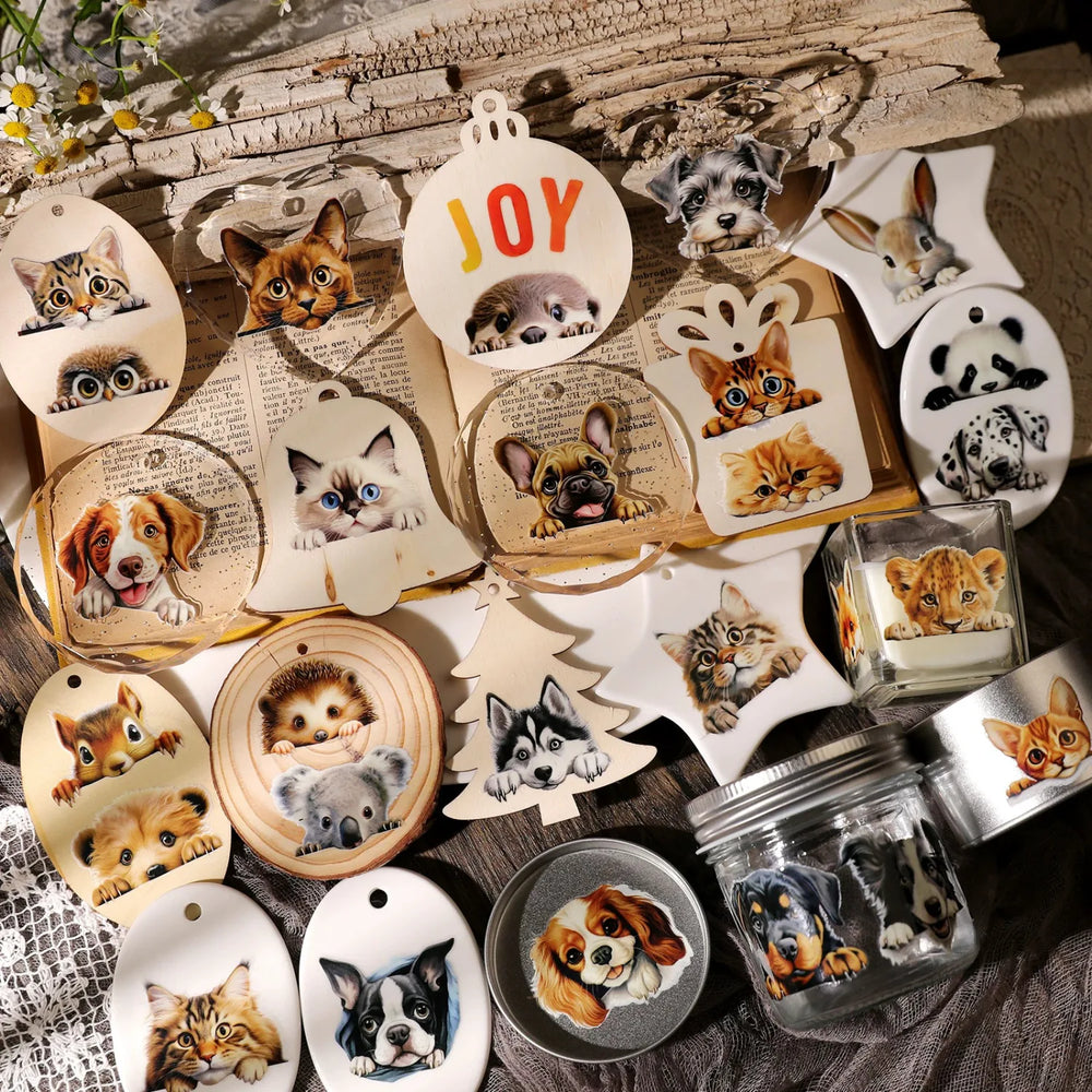 Cute Cat  Dog  Panda Crystal Transfer Stickers