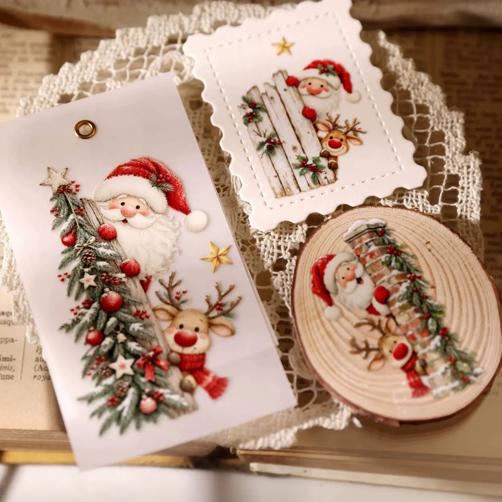 Cute Christmas Peekaboo UV DTF Transfer Stickers