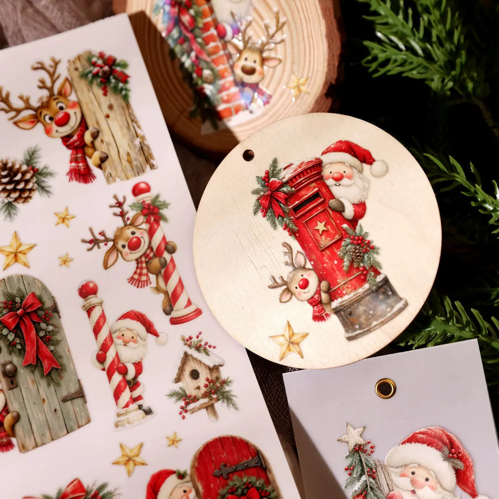 Cute Christmas Peekaboo UV DTF Transfer Stickers
