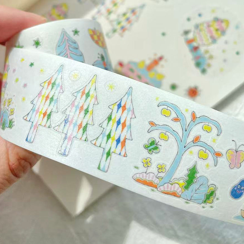 Süßes handgezeichnetes Journal Washi Tape Happy Scrawl Sticker