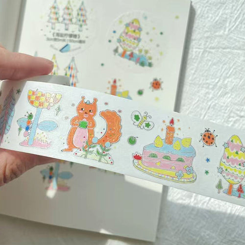 5m Cute Hand-Drawn Journal Washi Tape Happy Scrawl Stickers