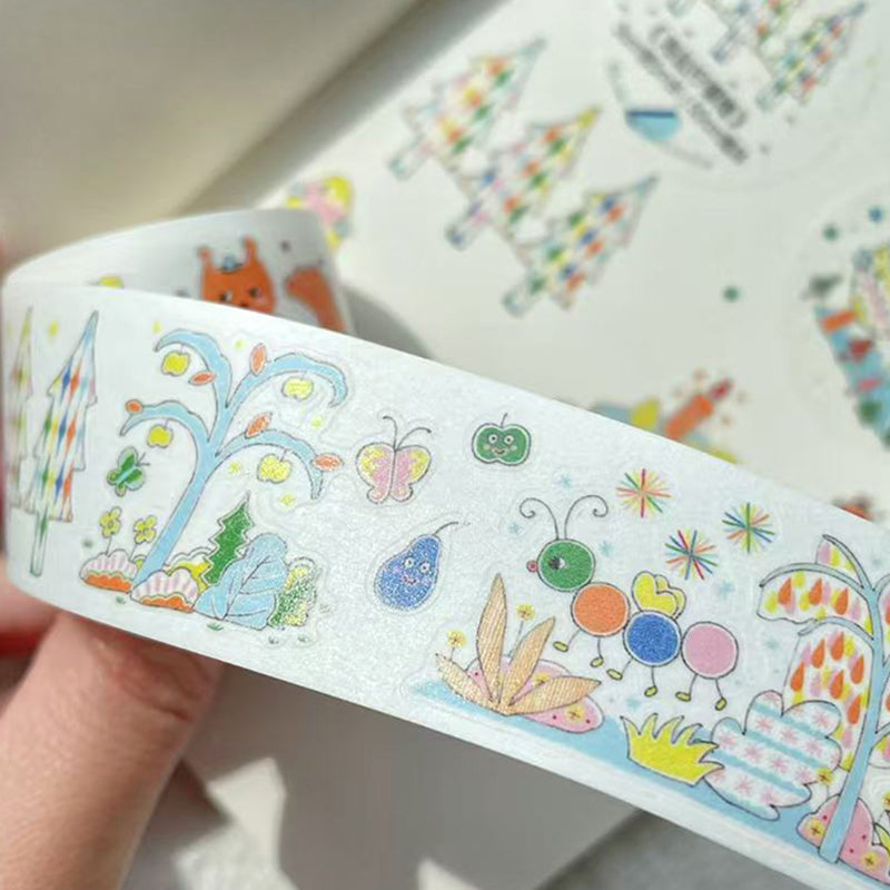 ゆるかわ手描き風 和紙テープステッカー