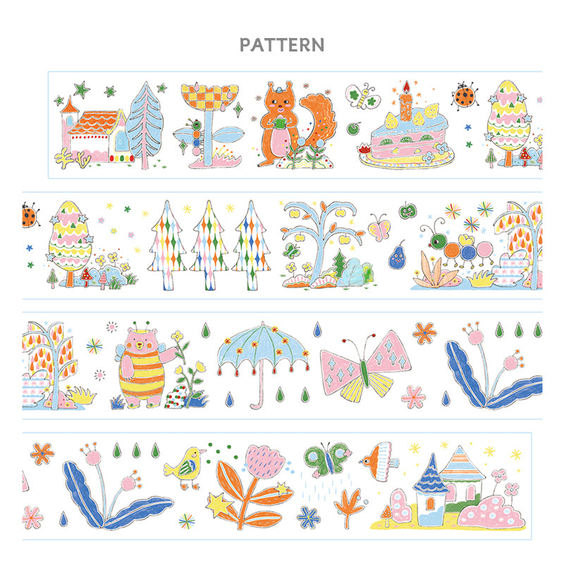 ゆるかわ手描き風 和紙テープステッカー