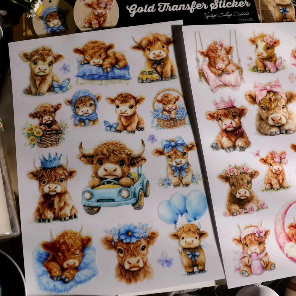Cute Highland Cow UV DTF Transfer Stickers