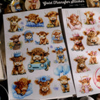Cute Highland Cow UV DTF Transfer Stickers