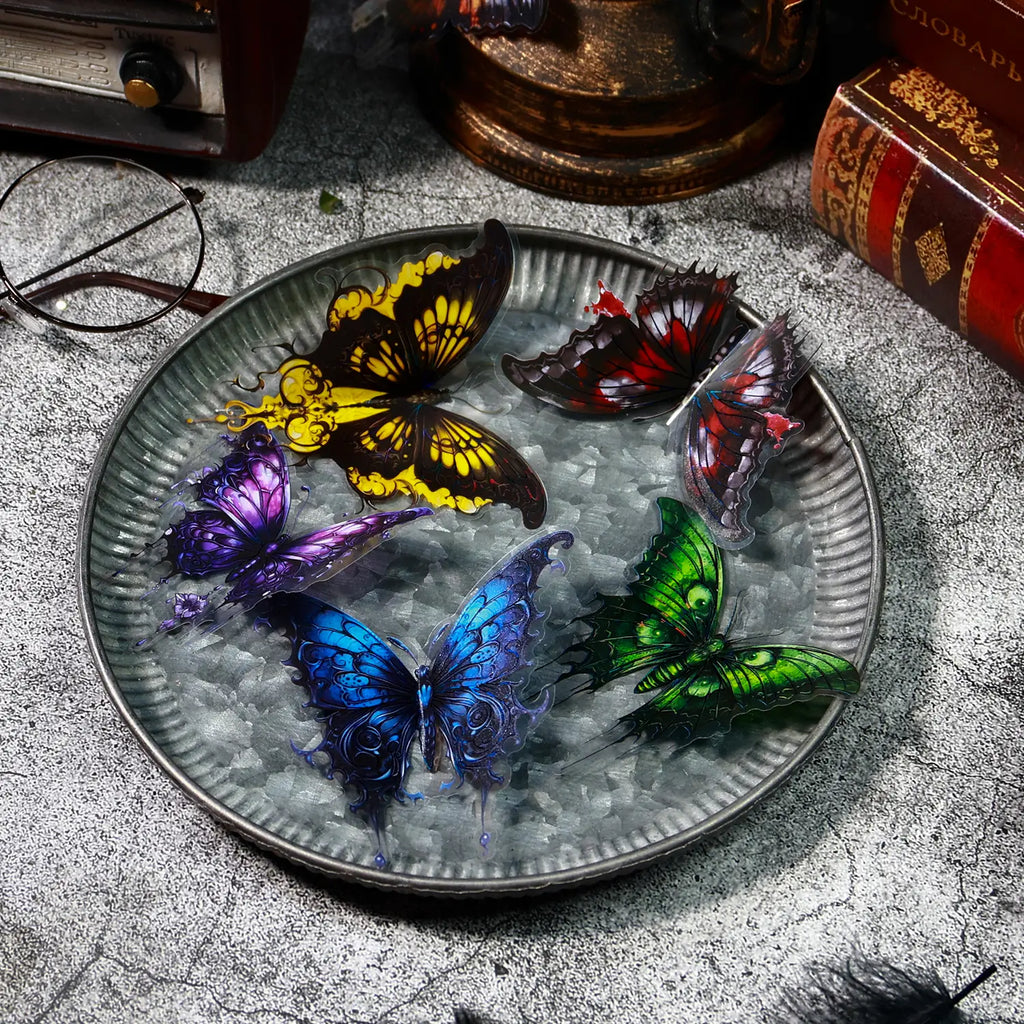 Autocollants papillon vintage gothiques sombres pour animaux de compagnie – 4 styles d'autocollants pour journal intime