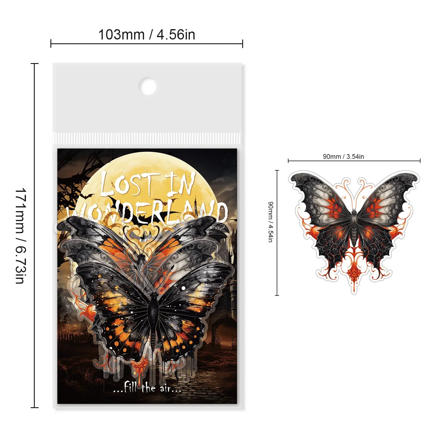 Autocollants papillon vintage gothiques sombres pour animaux de compagnie – 4 styles d'autocollants pour journal intime