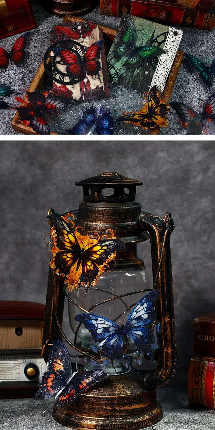 Dark Gothic Vintage Butterfly PET Stickers – 4 Styles Stickers for Journaling