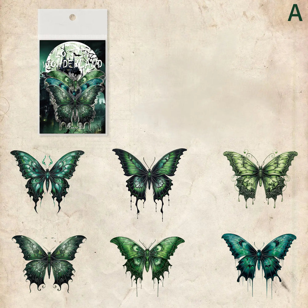 Dark Gothic Vintage Butterfly PET Sticker – 4 Styles Stickers for Journaling
